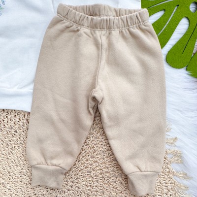 Conj. Casaco com Flores Coloridas e Calça de Moletom - Off White e Areia